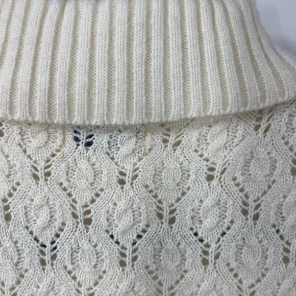 Ship’n shore vintage wool blend open knit turtleneck sweater, medium - Picture 4 of 8